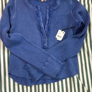Free People Blue Long Sleeve Top